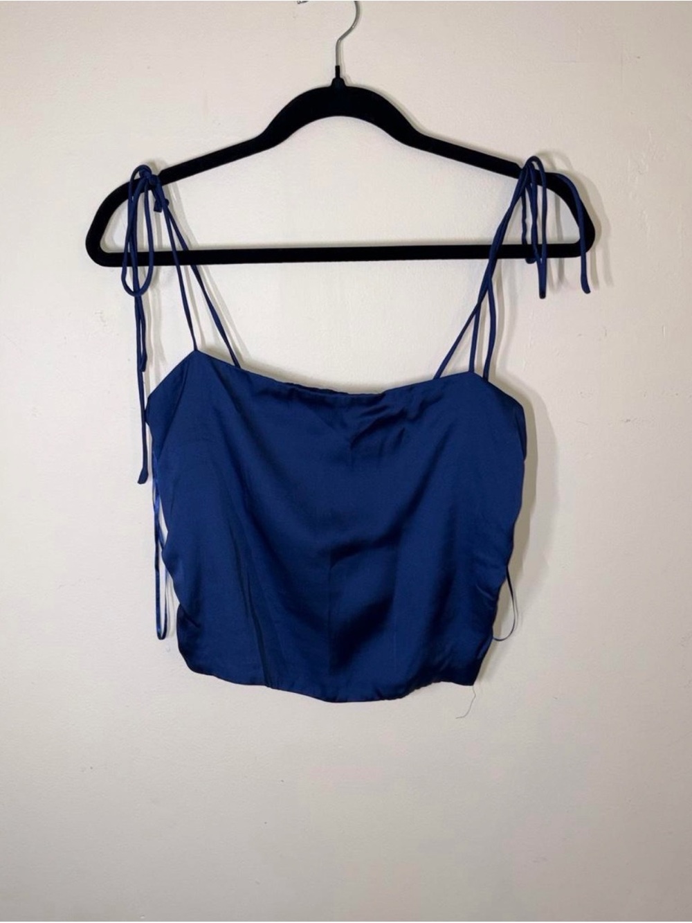 Urban Outfitters Royal Blue Tie-Shoulder Satin Cami